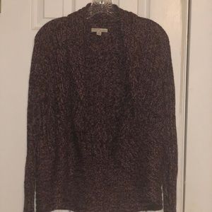 Plum textured open cardigan sweater
